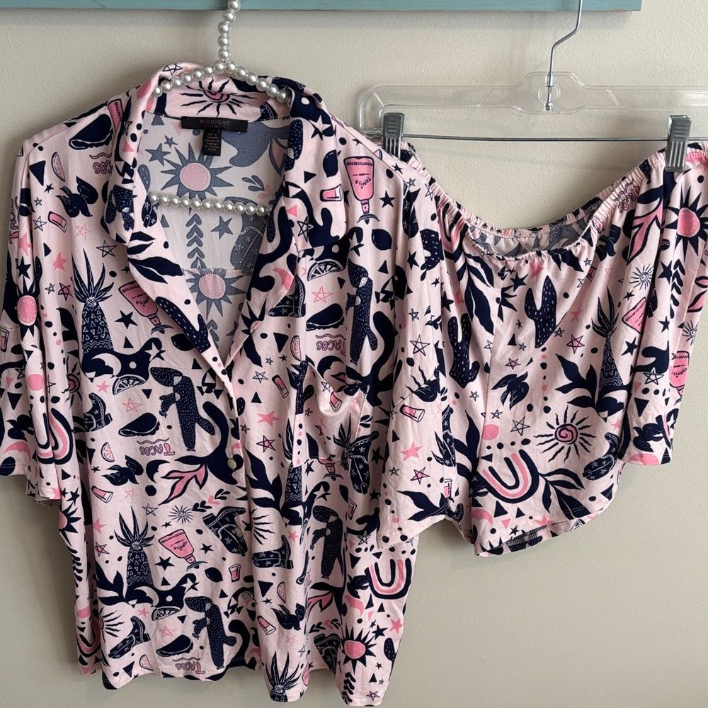 Midnight bakery xl Women’s 2pc Tequila Sun Notch Collar Sleep Set